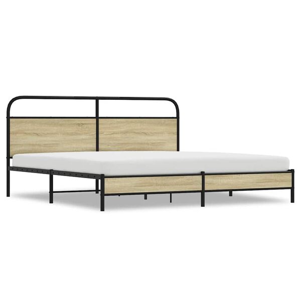 vidaXL Cadre de lit en métal sans matelas chêne sonoma 180x200 cm