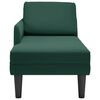 vidaXL Fauteuil long et coussin et accoudoir droit vert fonc&eacute; velours
