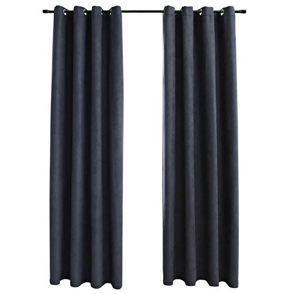 vidaXL Rideaux occultants avec anneaux M&eacute;tal 2pcs Anthracite 140x225cm