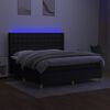 vidaXL Sommier &agrave; lattes de lit matelas et LED Noir 180x200 cm Tissu