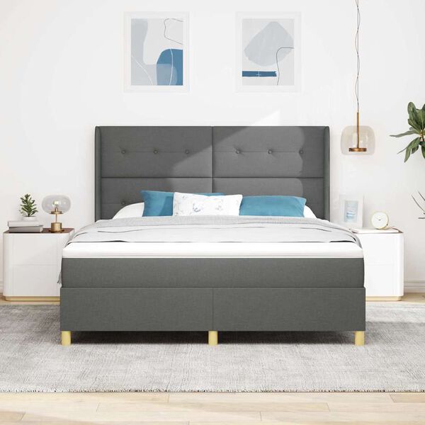 vidaXL Lit &agrave; ressorts avec matelas Gris 140 x 200 cm tissu