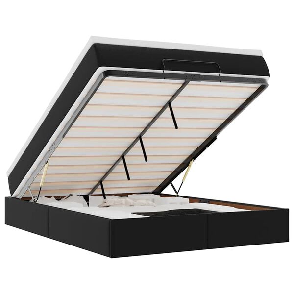 VidaXL Cadre de lit ottoman avec matelas noir 140x190 cm similicuir