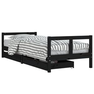 vidaXL Cadre de lit enfant tiroirs noir 80x200 cm bois de pin massif