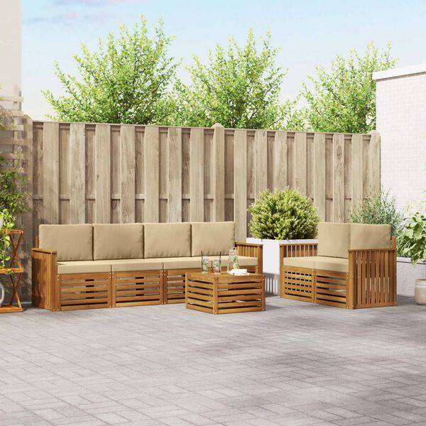 vidaXL Ensemble de canap&eacute;s d'ext&eacute;rieur avec coussin Naturel et Beige