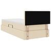 vidaXL Lit avec rangement et matelas avec matelas Cr&egrave;me 90 x 190 cm