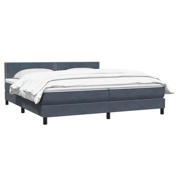 vidaXL Sommier &agrave; lattes de lit et matelas gris fonc&eacute; 180x210cm velours