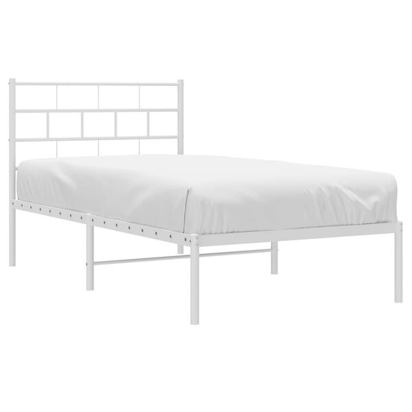 vidaXL Cadre de lit m&eacute;tal sans matelas et t&ecirc;te de lit blanc 107x203 cm