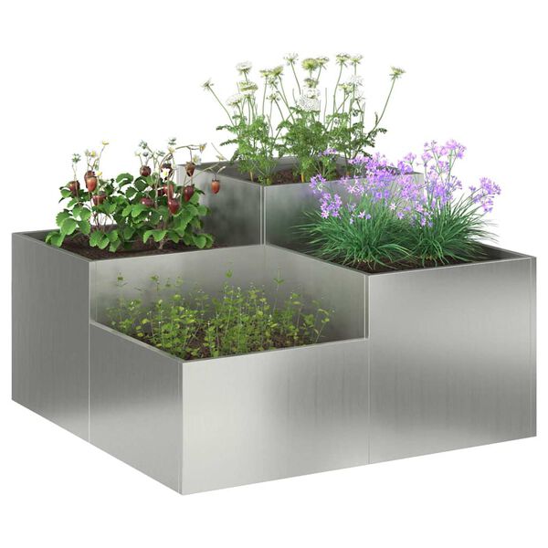 vidaXL Cache-pot de jardin Argent 100 x 100 x 48 cm Acier galvanisé