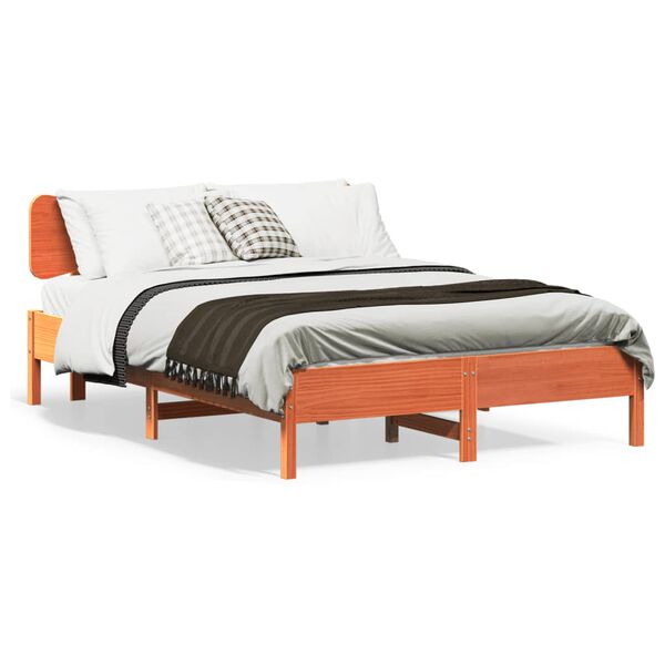vidaXL Cadre de lit sans matelas cire marron 135x190cm bois pin massif