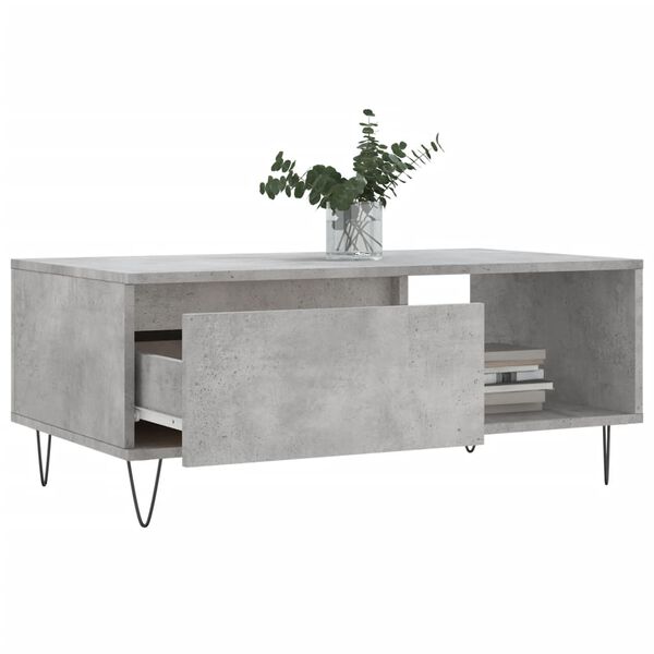 vidaXL Table basse Gris béton 90x50x36,5 cm Bois d'ingénierie