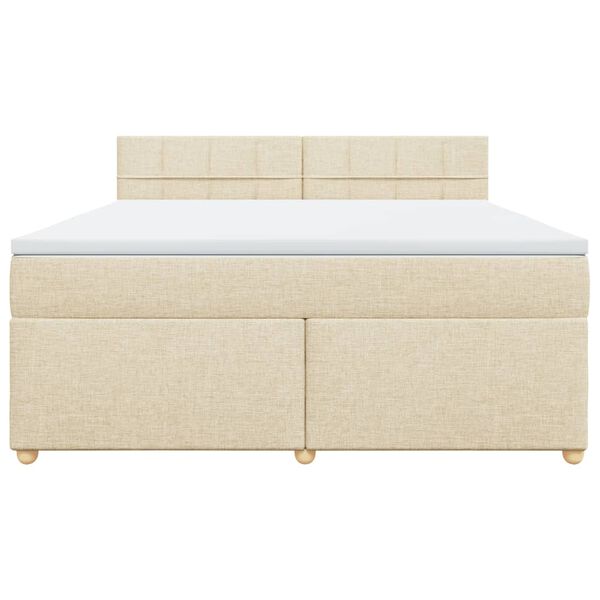 vidaXL Sommier &agrave; lattes de lit avec matelas Cr&egrave;me 180x200 cm Tissu