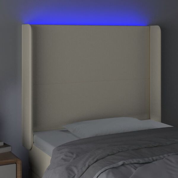 vidaXL T&ecirc;te de lit &agrave; LED Cr&egrave;me 103x16x118/128 cm Similicuir