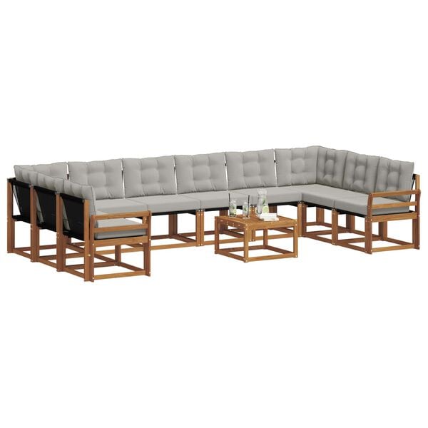 vidaXL Ensemble de canap&eacute;s d'ext&eacute;rieur 11 pcs Gris Naturel et Clair