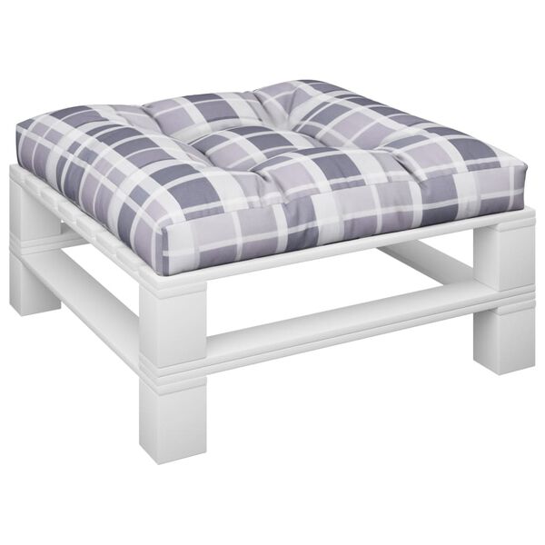 vidaXL Coussin de palette motif &agrave; carreaux gris 80x80x12 cm tissu