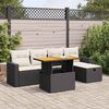 vidaXL Salon de jardin 6 pcs avec coussins noir r&eacute;sine tress&eacute;e acacia