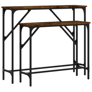 vidaXL Tables console 2 pcs ch&ecirc;ne fum&eacute; bois d'ing&eacute;nierie