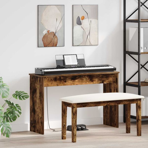 vidaXL Stand de clavier Ch&ecirc;ne fum&eacute; 100 x 32 x 64 cm Bois d'ing&eacute;nierie