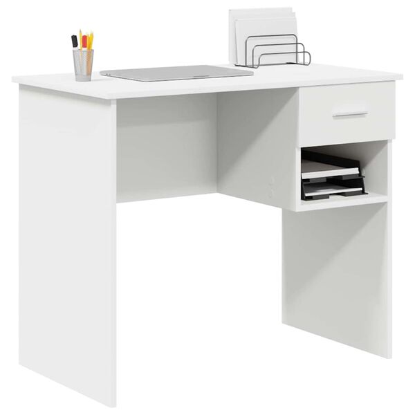 vidaXL Bureau avec tiroir Blanc 90 x 49 x 75 cm Bois d'ingénierie
