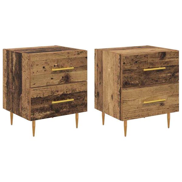 vidaXL Cabinet de chevet 2 pcs Bois Ancien 40 x 35 x 47,5 cm