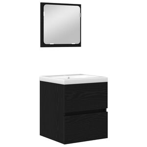 vidaXL Ensemble de mobilier de salle de bain 2 pcs Ch&ecirc;ne noir et Blanc