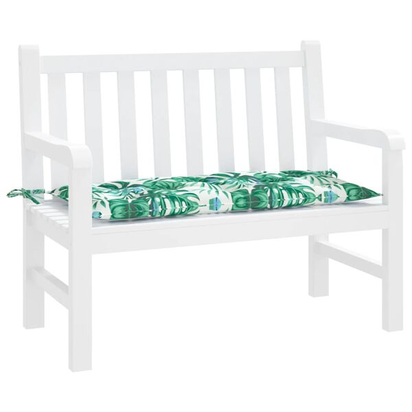 vidaXL Coussin de banc de jardin motif de feuilles 110x50x7 cm
