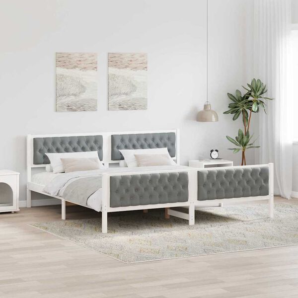vidaXL Cadre de lit Gris clair 200 x 200 cm Pin massif