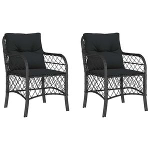 vidaXL Chaises de jardin avec coussins lot de 2 noir r&eacute;sine tress&eacute;e