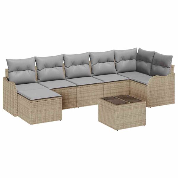 vidaXL Ensemble de canap&eacute; de jardin Beige polyrotin