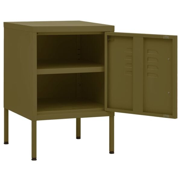 vidaXL Table de chevet Vert olive 35x35x51 cm Acier