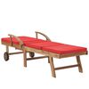 vidaXL Chaises longues avec coussins 2 pcs Bois de teck solide Rouge