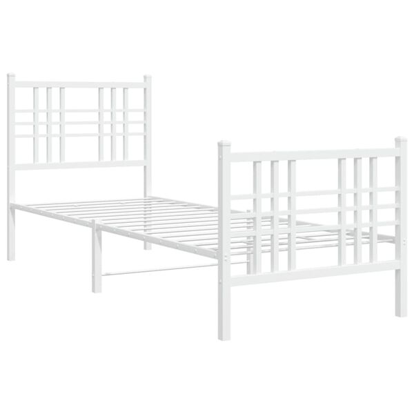 vidaXL Cadre de lit m&eacute;tal sans matelas avec pied de lit blanc 80x200cm