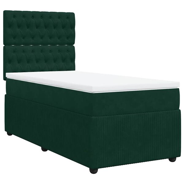 vidaXL Sommier &agrave; lattes de lit avec matelas Vert fonc&eacute; 90x190 cm