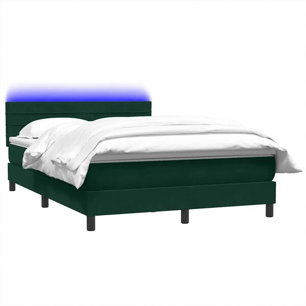 vidaXL Sommier &agrave; lattes de lit et matelas et LED vert fonc&eacute; 160x220cm velours
