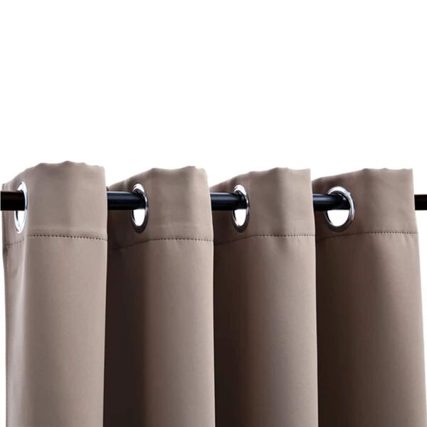 vidaXL Rideaux occultants avec anneaux en m&eacute;tal 2 pcs Taupe 140x175 cm