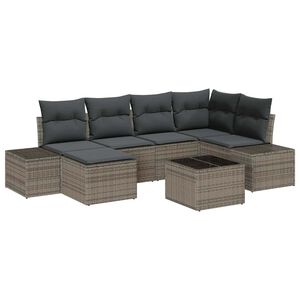 vidaXL Ensemble de canap&eacute; de jardin avec coussin 7 pcs Gris polyrotin