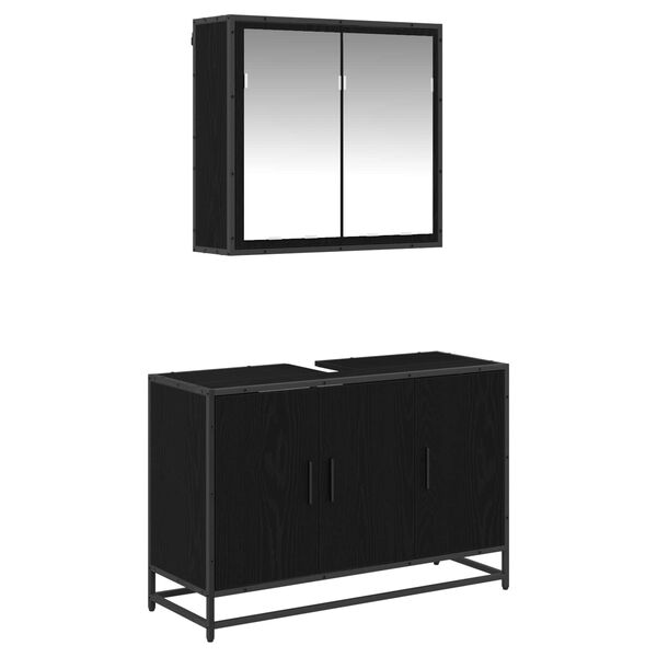 vidaXL Ensemble de mobilier de salle de bain 2 pcs Ch&ecirc;ne noir