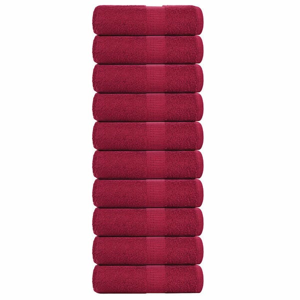 vidaXL Serviettes de toilette FROGN 10 pi&egrave;ces Bordeaux 30x30 cm 360 g/m&sup2;