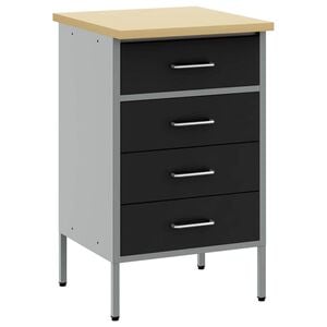 vidaXL &Eacute;tabli Noir et gris 50 x 55 x 85 cm Bois d'ing&eacute;nierie et acier