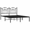 vidaXL Cadre de lit m&eacute;tal sans matelas avec t&ecirc;te de lit noir 135x190cm