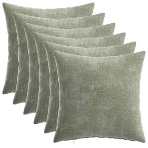 vidaXL Housse de coussin 6 pcs HEERLEN Vert 40 x 40 cm Tissu Chenille
