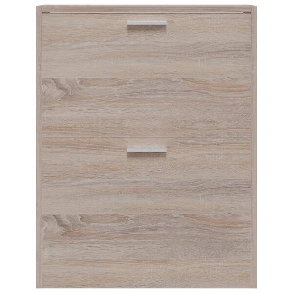 vidaXL Meuble &agrave; chaussures en bois avec 2 compartiments Aspect ch&ecirc;ne