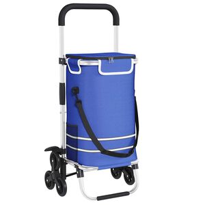 vidaXL Trolley de shopping Bleu 47 x 39 x 100,5 cm Tissu Oxford