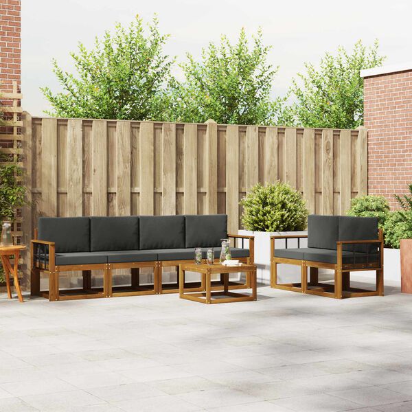 vidaXL Ensemble de canap&eacute;s d'ext&eacute;rieur 7 pcs Naturel et Anthracite