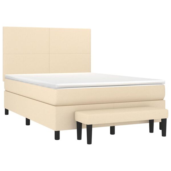 vidaXL Sommier &agrave; lattes de lit avec matelas Cr&egrave;me 140x190 cm Tissu