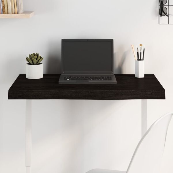 vidaXL Dessus de table marron foncé bois chêne massif traité