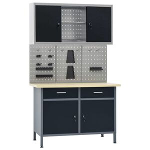 vidaXL &Eacute;tabli avec 3 panneaux muraux et 1 armoire