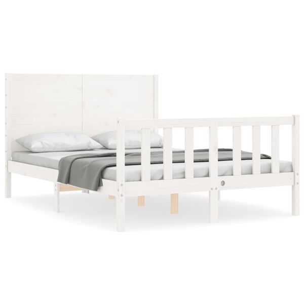 vidaXL Cadre de lit sans matelas blanc 140x190 cm bois de pin massif