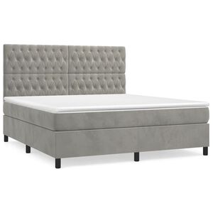 vidaXL Sommier &agrave; lattes de lit et matelas Gris clair 180x200cm Velours
