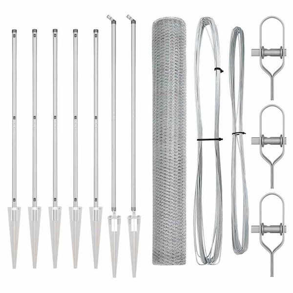 vidaXL Poteau de cl&ocirc;ture. Argent&eacute; 10 x 1,4 m (maille de 25 mm) Acier