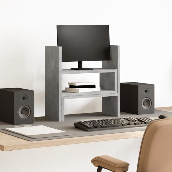 vidaXL Organisateur de bureau r&eacute;glable gris b&eacute;ton bois d'ing&eacute;nierie